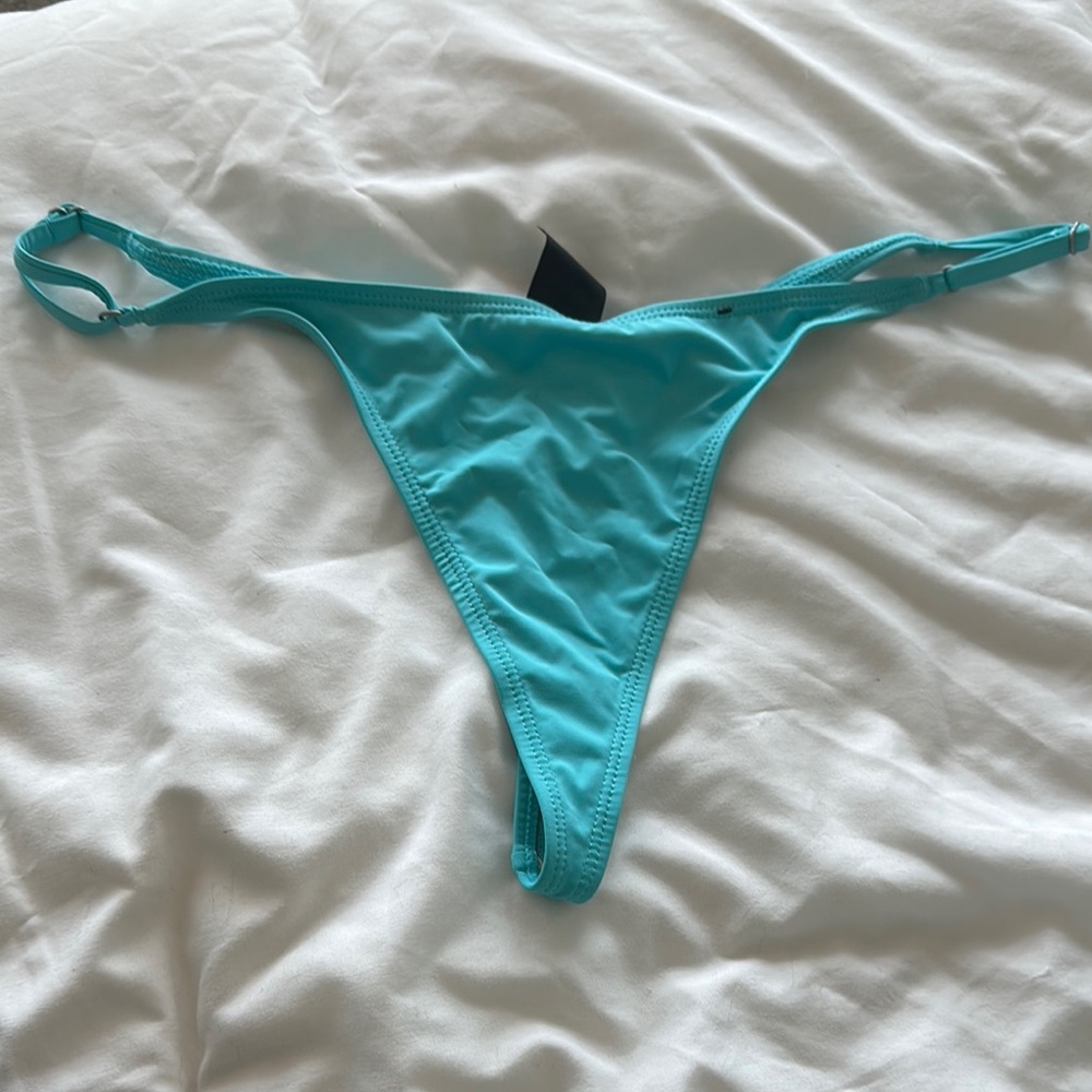 Aqua Blue Women's Thong Swim Bottom